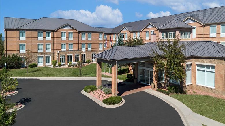 <b>Hilton Garden Inn Colorado Springs Exterior</b>. Images powered by <a href="https://iceportal.shijigroup.com/" title="IcePortal" target="_blank">IcePortal</a>.