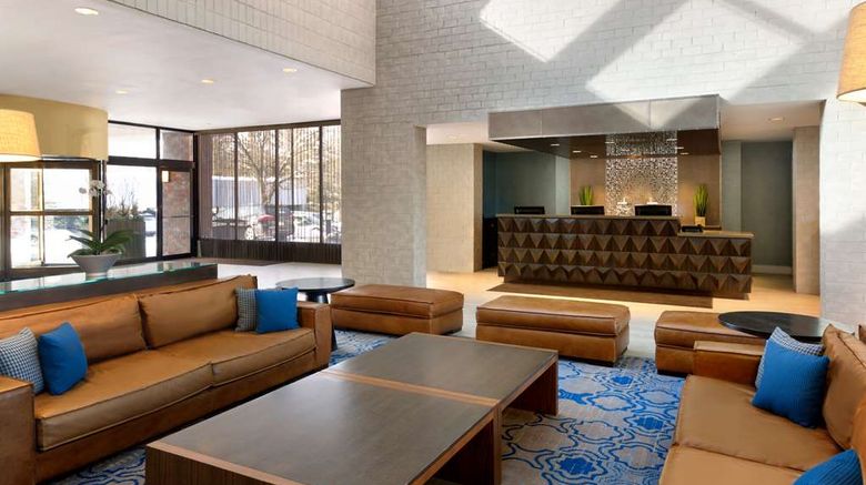 <b>Hilton Boston/Dedham Lobby</b>. Images powered by <a href="https://iceportal.shijigroup.com/" title="IcePortal" target="_blank">IcePortal</a>.