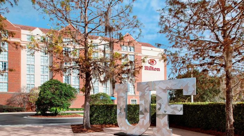 <b>Hilton University of Florida Conf Center Exterior</b>. Images powered by <a href="https://iceportal.shijigroup.com/" title="IcePortal" target="_blank">IcePortal</a>.