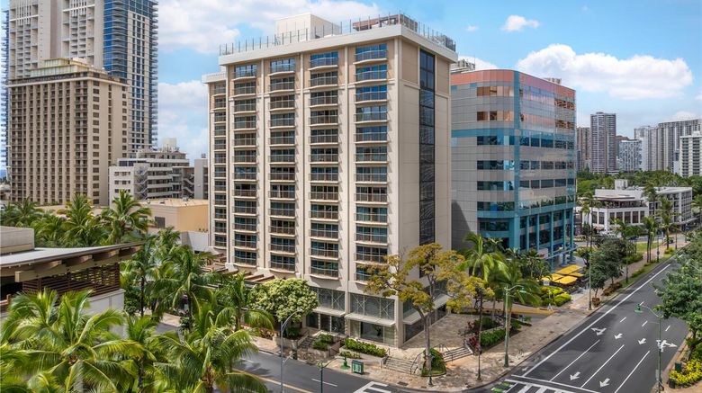 <b>Hilton Grand Vacations Hokulani Waikiki Exterior</b>. Images powered by <a href="https://iceportal.shijigroup.com/" title="IcePortal" target="_blank">IcePortal</a>.