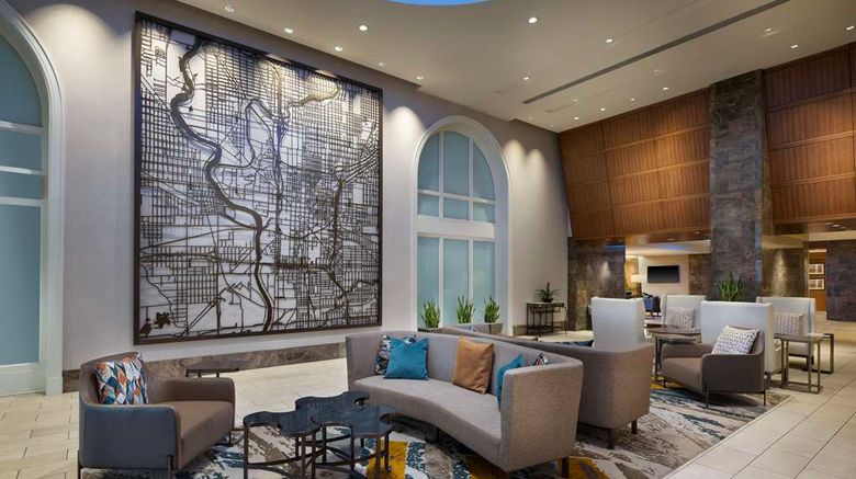 <b>Hilton Indianapolis Hotel & Suites Lobby</b>. Images powered by <a href="https://iceportal.shijigroup.com/" title="IcePortal" target="_blank">IcePortal</a>.
