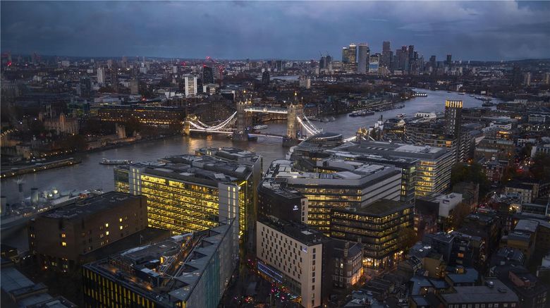 Hilton London Tower Bridge Exterior. Images powered by <a href="https://iceportal.shijigroup.com" target="_blank" rel="noopener">Ice Portal</a>.