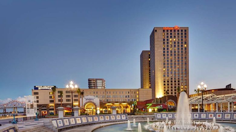 <b>Hilton New Orleans Riverside Exterior</b>. Images powered by <a href="https://iceportal.shijigroup.com/" title="IcePortal" target="_blank">IcePortal</a>.