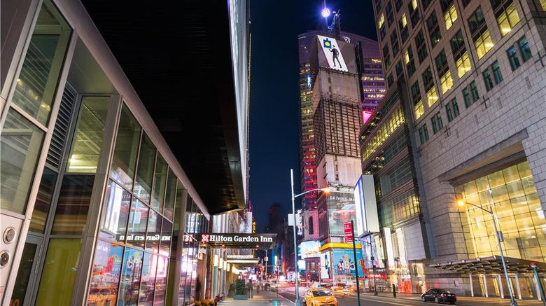 Hilton Garden Inn Times Square Central Exterior. Images powered by <a href="https://iceportal.shijigroup.com" target="_blank" rel="noopener">Ice Portal</a>.