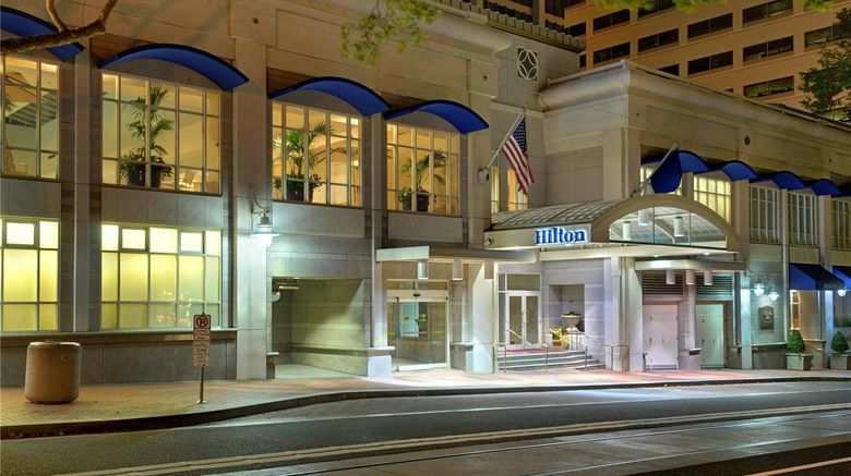 <b>Hilton Portland Downtown Exterior</b>. Images powered by <a href="https://iceportal.shijigroup.com/" title="IcePortal" target="_blank">IcePortal</a>.