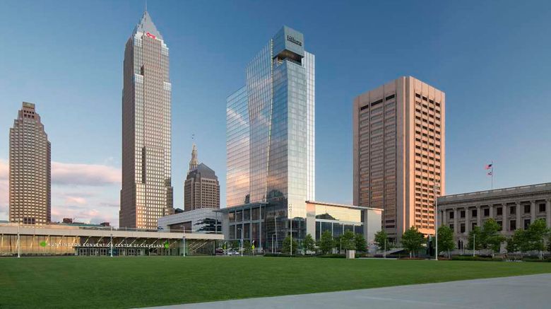 <b>Hilton Cleveland Downtown Exterior</b>. Images powered by <a href="https://iceportal.shijigroup.com/" title="IcePortal" target="_blank">IcePortal</a>.