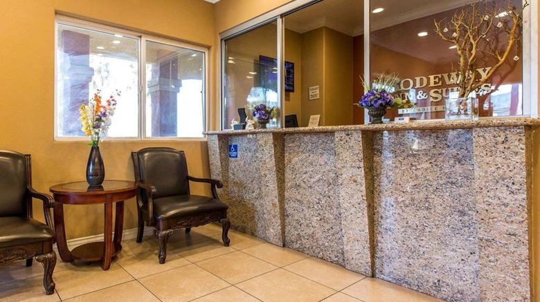 <b>Rodeway Inn & Suites  Corona Lobby</b>. Images powered by <a href="https://iceportal.shijigroup.com/" title="IcePortal" target="_blank">IcePortal</a>.