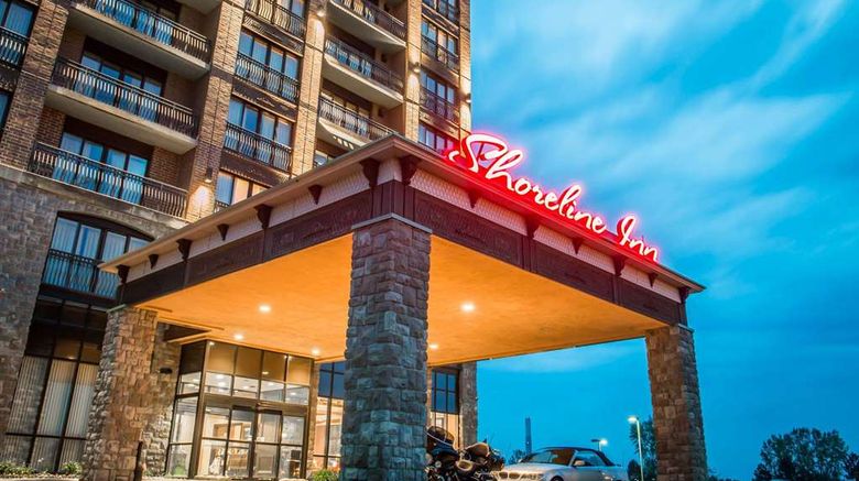<b>Shoreline Inn & Conf Ctr, Ascend Hotel Exterior</b>. Images powered by <a href="https://iceportal.shijigroup.com/" title="IcePortal" target="_blank">IcePortal</a>.