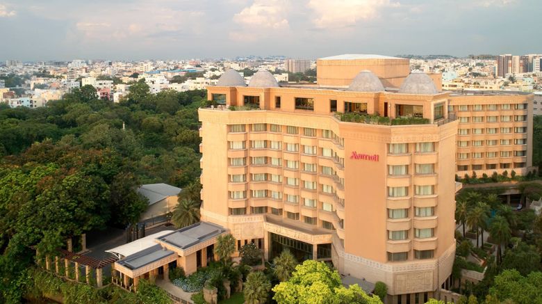 Hyderabad Marriott Hotel  and  Conv Centre Exterior. Images powered by <a href="https://www.leonardoworldwide.com" target="_blank" rel="noopener">Leonardo</a>.