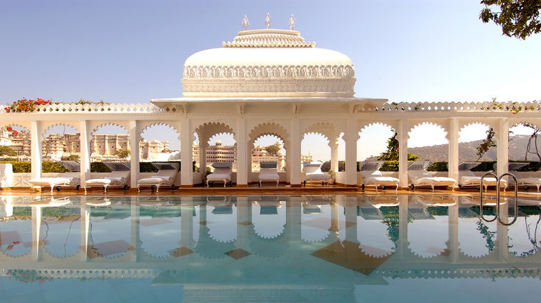 <b>Taj Lake Palace Hotel Pool</b>. Images powered by <a href=https://www.travelagewest.com/Hotels/Udaipur-India/