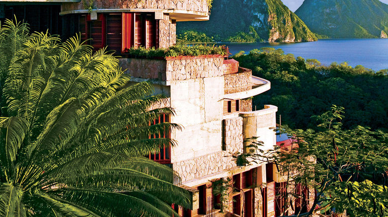 Jade Mountain Resort Exterior. Images powered by <a href=https://www.travelweekly.com/Hotels/Soufriere-St-Lucia/