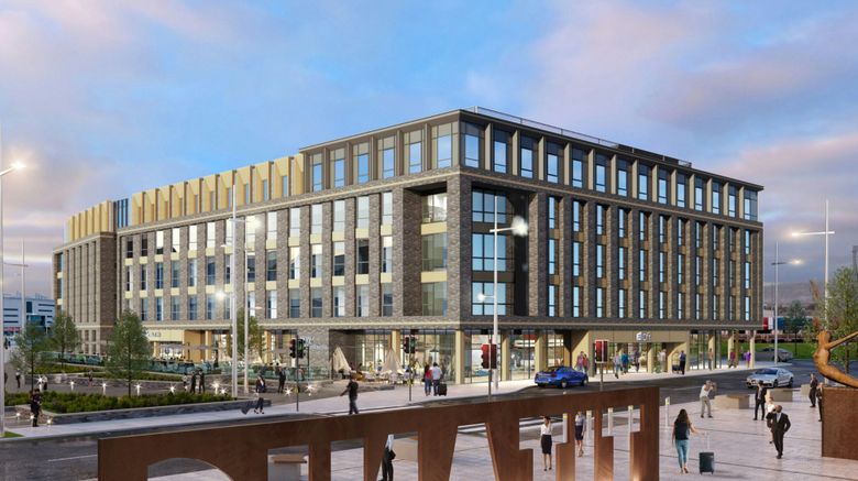 Aloft Belfast Titanic Quarter Exterior. Images powered by <a href="https://www.leonardoworldwide.com" target="_blank" rel="noopener">Leonardo</a>.