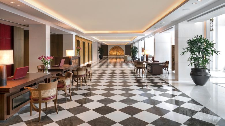 The Oberoi New Delhi Lobby. Images powered by <a href=https://www.travelweekly.com/Hotels/Delhi/