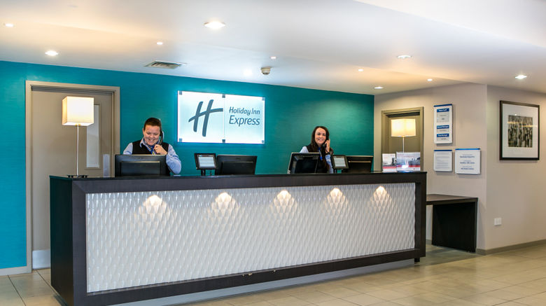 <b>Holiday Inn Express Manchester Airport Lobby</b>. Images powered by <a href="https://www.leonardoworldwide.com/" title="Leonardo Worldwide" target="_blank">Leonardo</a>.