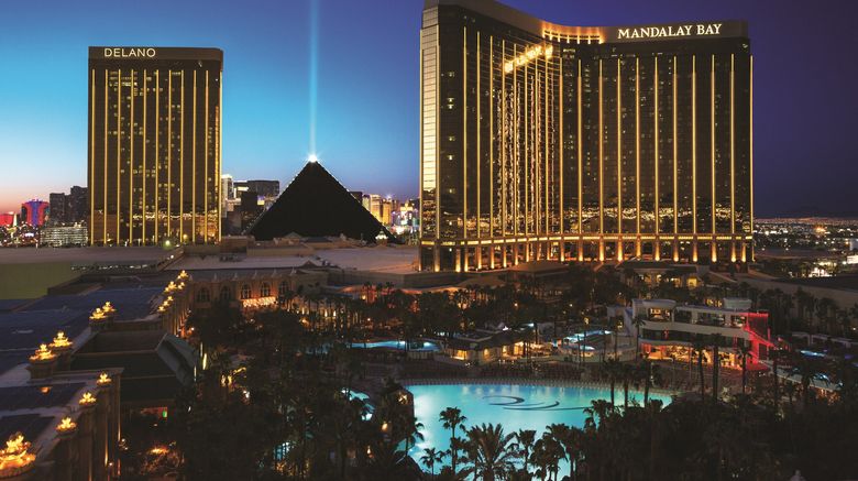 Mandalay Bay Resort  and  Casino Exterior. Images powered by <a href=https://www.travelweekly.com/Hotels/Las-Vegas/