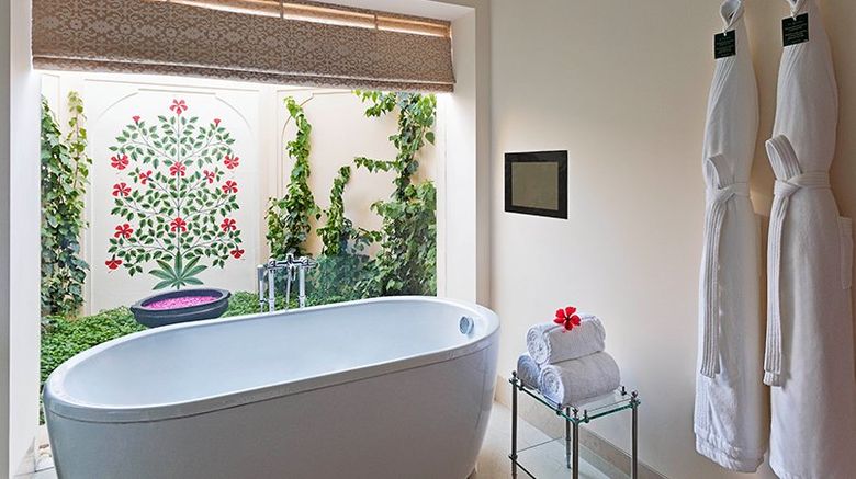 The Oberoi Sukhvilas Resort  and  Spa Room. Images powered by <a href="https://www.leonardoworldwide.com" target="_blank" rel="noopener">Leonardo</a>.