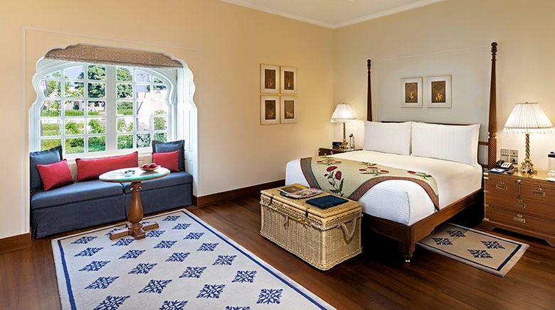 <b>The Oberoi Sukhvilas Resort & Spa Room</b>. Images powered by <a href="https://www.leonardoworldwide.com/" title="Leonardo Worldwide" target="_blank">Leonardo</a>.
