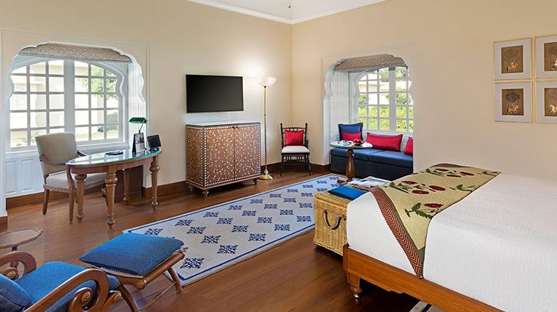 <b>The Oberoi Sukhvilas Resort & Spa Room</b>. Images powered by <a href="https://www.leonardoworldwide.com/" title="Leonardo Worldwide" target="_blank">Leonardo</a>.