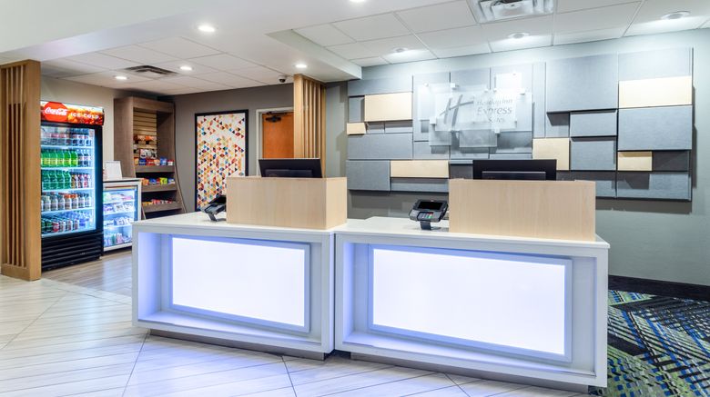 <b>Holiday Inn Express & Suites Cedar Falls Lobby</b>. Images powered by <a href="https://www.leonardoworldwide.com/" title="Leonardo Worldwide" target="_blank">Leonardo</a>.