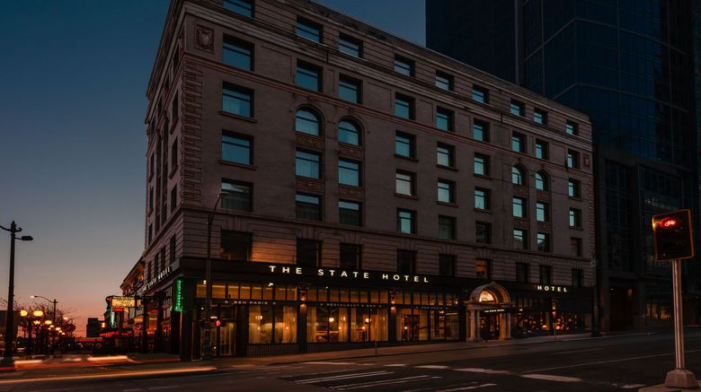 <b>State Hotel Seattle Exterior</b>. Images powered by <a href="https://www.leonardoworldwide.com/" title="Leonardo Worldwide" target="_blank">Leonardo</a>.