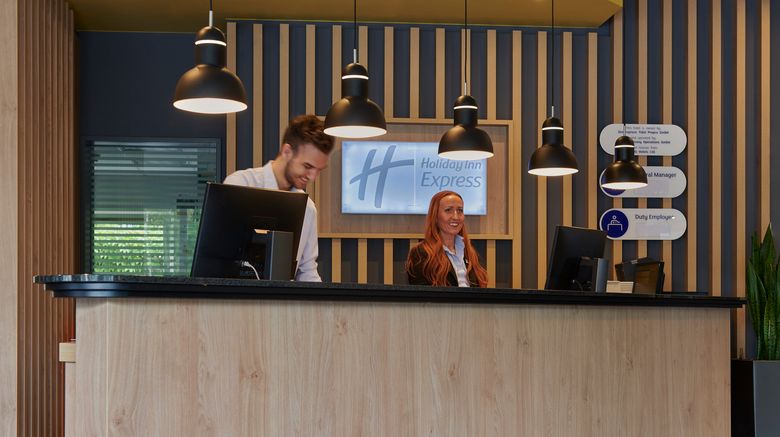 <b>Holiday Inn Express Cologne Muelheim Lobby</b>. Images powered by <a href="https://www.leonardoworldwide.com/" title="Leonardo Worldwide" target="_blank">Leonardo</a>.