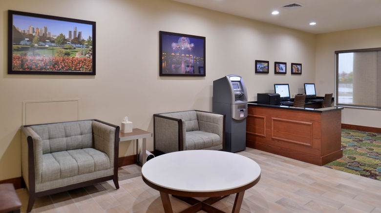 <b>Holiday Inn Express & Suites Dearborn Lobby</b>. Images powered by <a href="https://www.leonardoworldwide.com/" title="Leonardo Worldwide" target="_blank">Leonardo</a>.