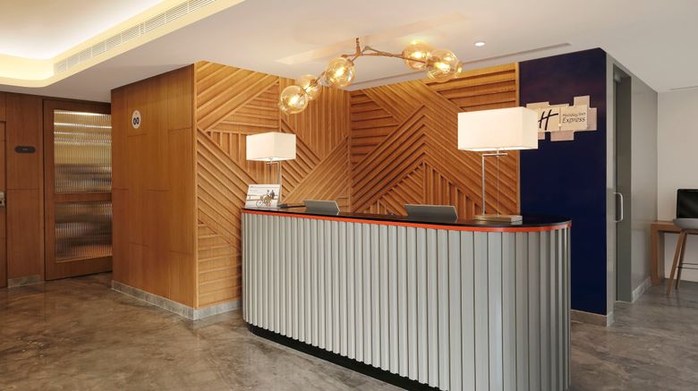 <b>Holiday Inn Express Prahlad Nagar Lobby</b>. Images powered by <a href="https://www.leonardoworldwide.com/" title="Leonardo Worldwide" target="_blank">Leonardo</a>.
