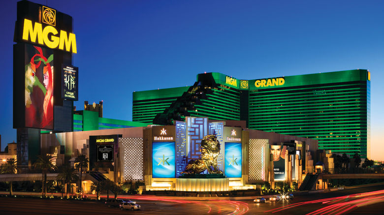 MGM Grand Hotel  and  Casino Exterior. Images powered by <a href=https://www.travelweekly.com/Hotels/Las-Vegas/