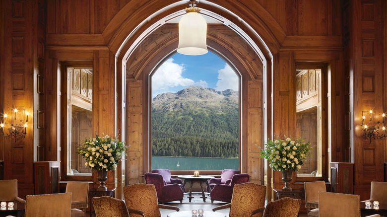 <b>Badrutt's Palace Hotel Lobby</b>. Images powered by <a href=https://www.travelagewest.com/Hotels/St-Moritz-Switzerland/