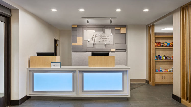 <b>Holiday Inn Express & Suites Lobby</b>. Images powered by <a href="https://www.leonardoworldwide.com/" title="Leonardo Worldwide" target="_blank">Leonardo</a>.
