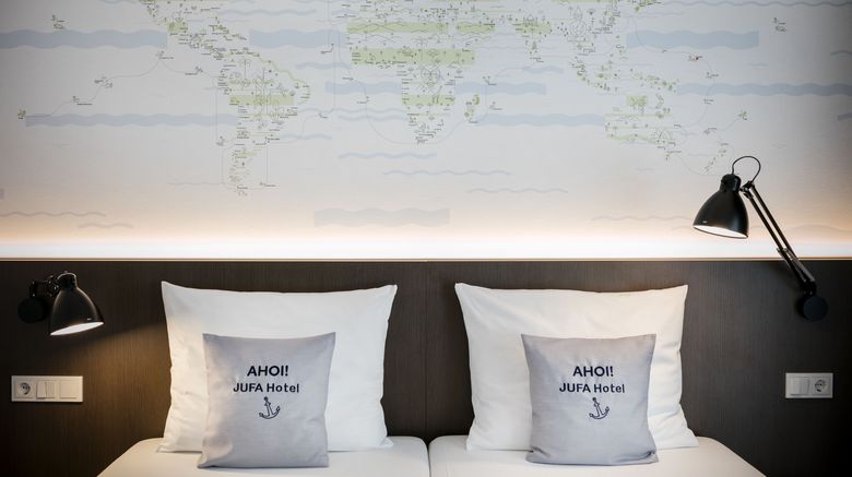 Jufa Hotel Hamburg Hafencity Room. Images powered by <a href="https://www.leonardoworldwide.com" target="_blank" rel="noopener">Leonardo</a>.