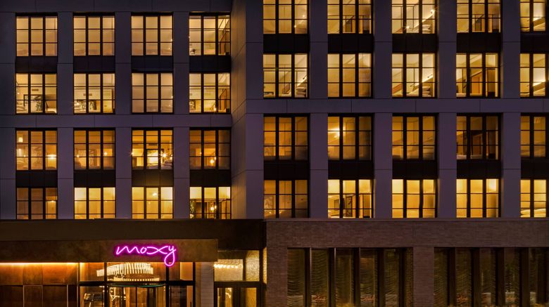 <b>Moxy NYC East Village Exterior</b>. Images powered by <a href="https://www.leonardoworldwide.com/" title="Leonardo Worldwide" target="_blank">Leonardo</a>.