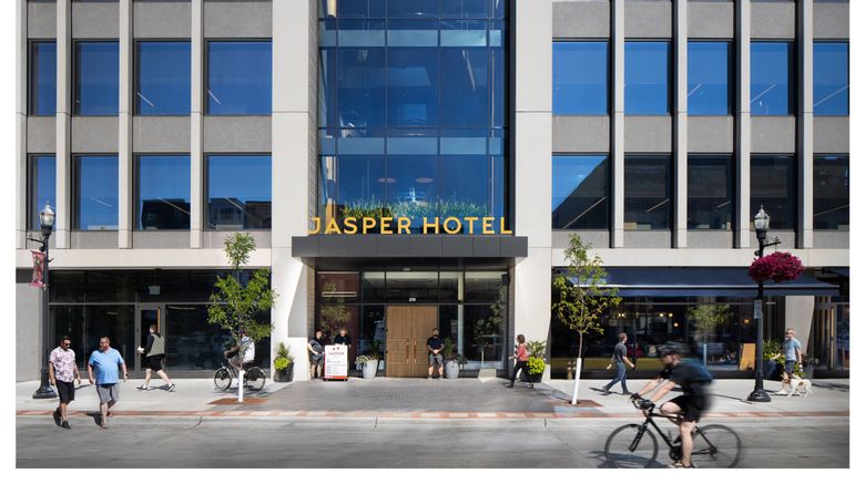 <b>Jasper Hotel Exterior</b>. Images powered by <a href="https://www.leonardoworldwide.com/" title="Leonardo Worldwide" target="_blank">Leonardo</a>.
