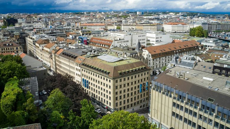 <b>citizenM Geneva Exterior</b>. Images powered by <a href="https://www.leonardoworldwide.com/" title="Leonardo Worldwide" target="_blank">Leonardo</a>.