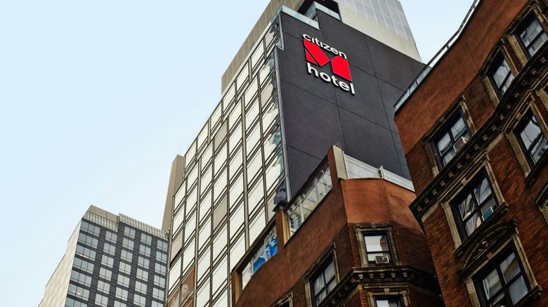 <b>citizenM New York Times Square Exterior</b>. Images powered by <a href="https://www.leonardoworldwide.com/" title="Leonardo Worldwide" target="_blank">Leonardo</a>.