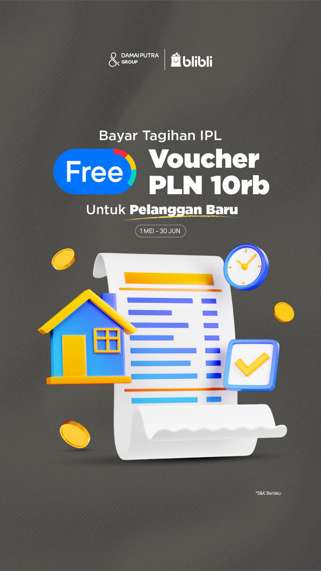 Bayar Tagihan IPL Gratis Voucher PLN Rp10.000