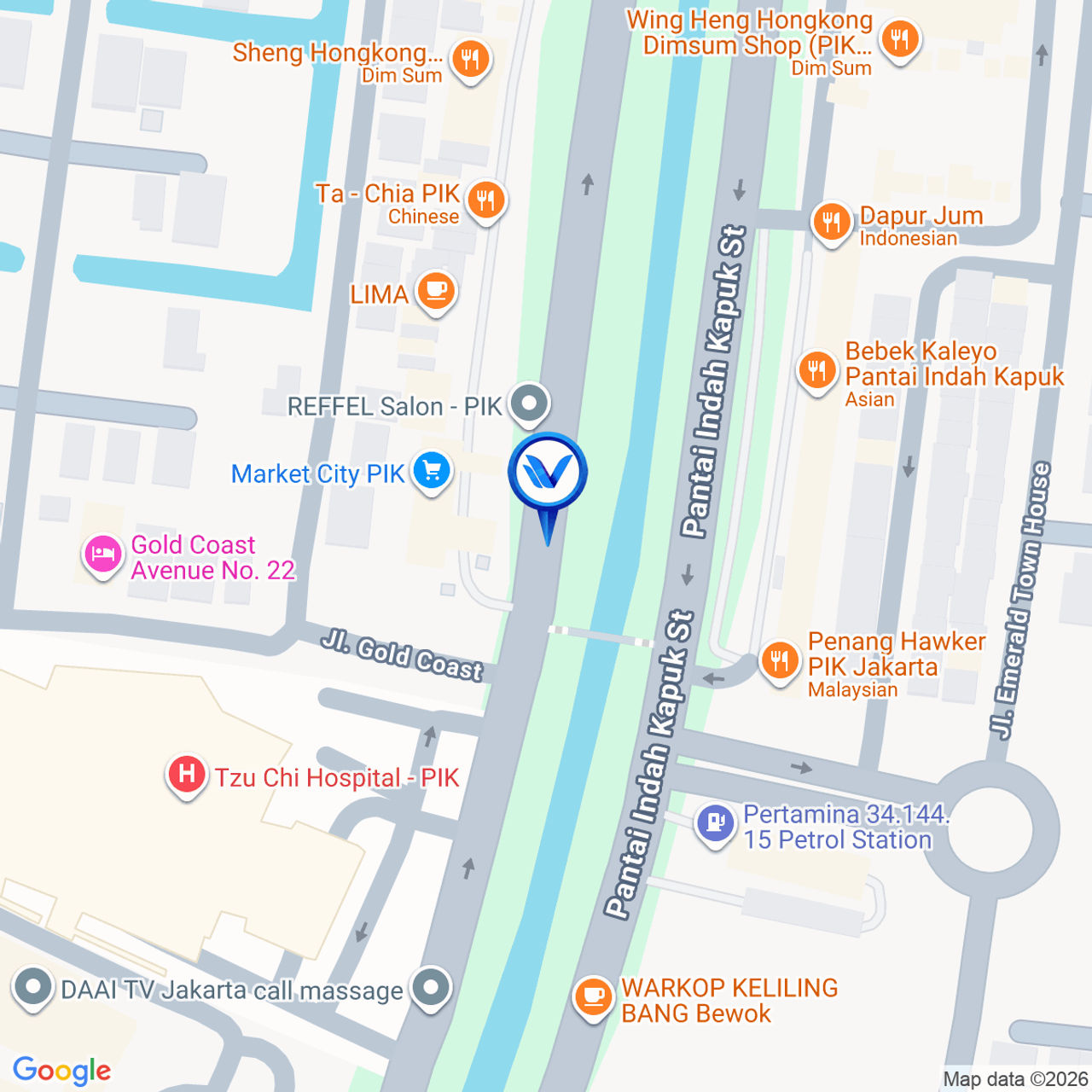 Peta Lokasi Jl. Pantai Indah Kapuk, Jakarta Utara