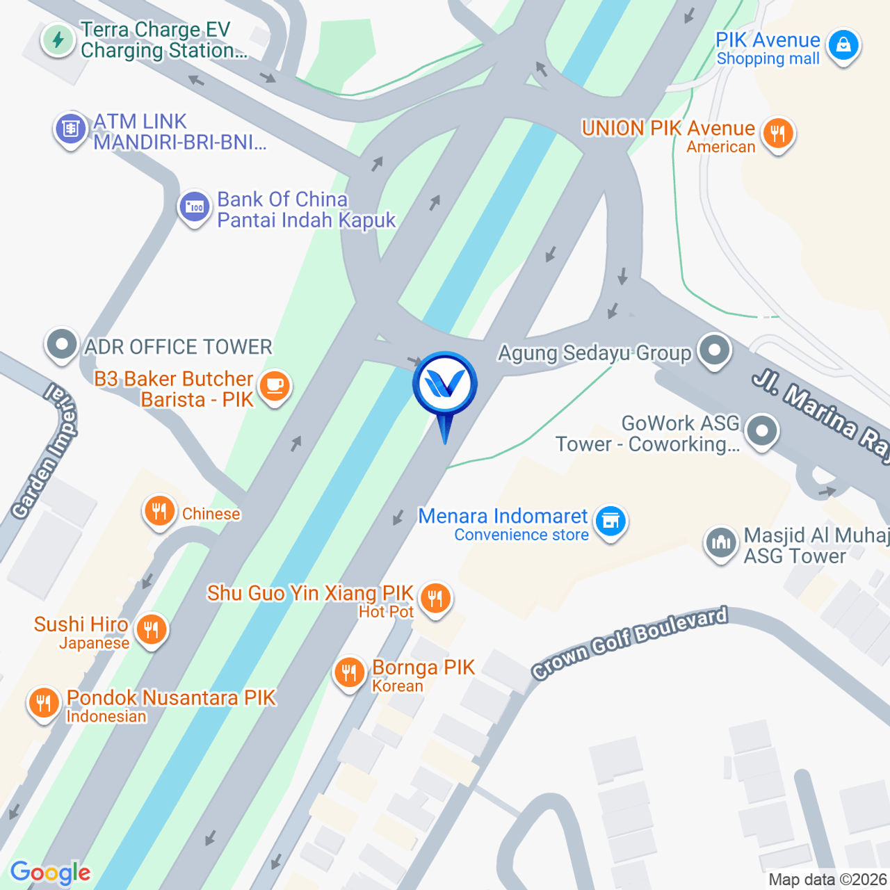 Peta Lokasi Jl. Pantai Indah Kapuk, Jakarta Utara
