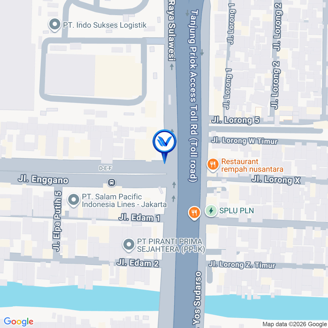 Peta Lokasi Jl. Yos Sudarso - Persimpangan Jl. Sulawesi, Jakarta Utara
