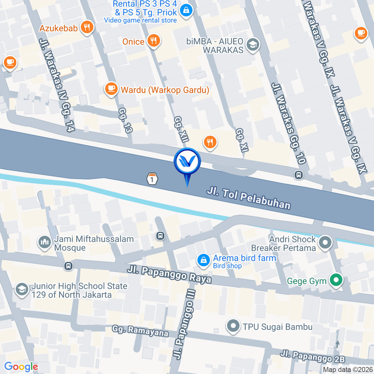 Peta Lokasi Tol Wiyoto Wiyono - Interchange Priuk, Jakarta Utara