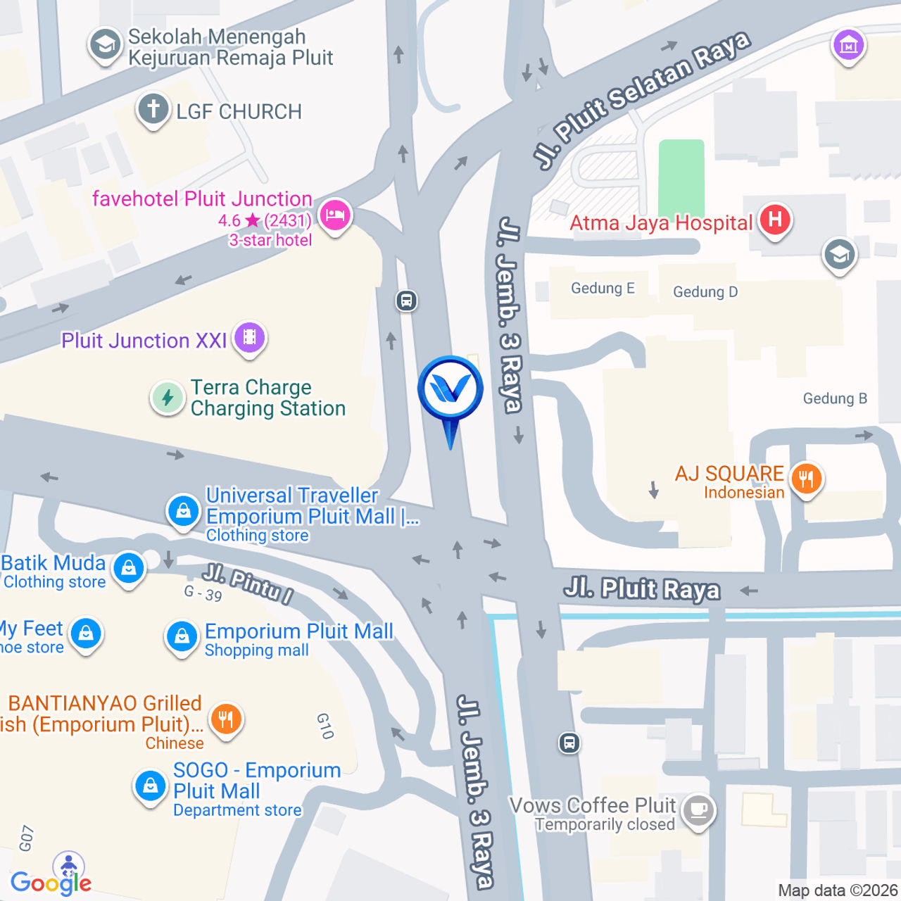 Peta Lokasi Jl. Pluit Raya (Pluit Junction), Jakarta Utara