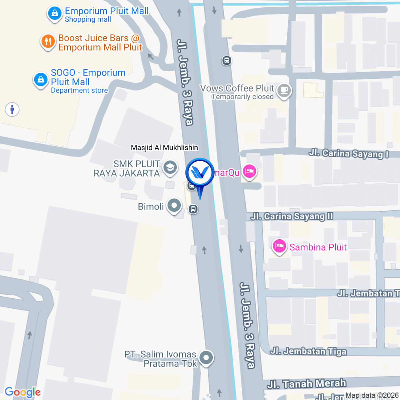 Peta Lokasi Pluit Raya (Mall Emporium), Jakarta Utara