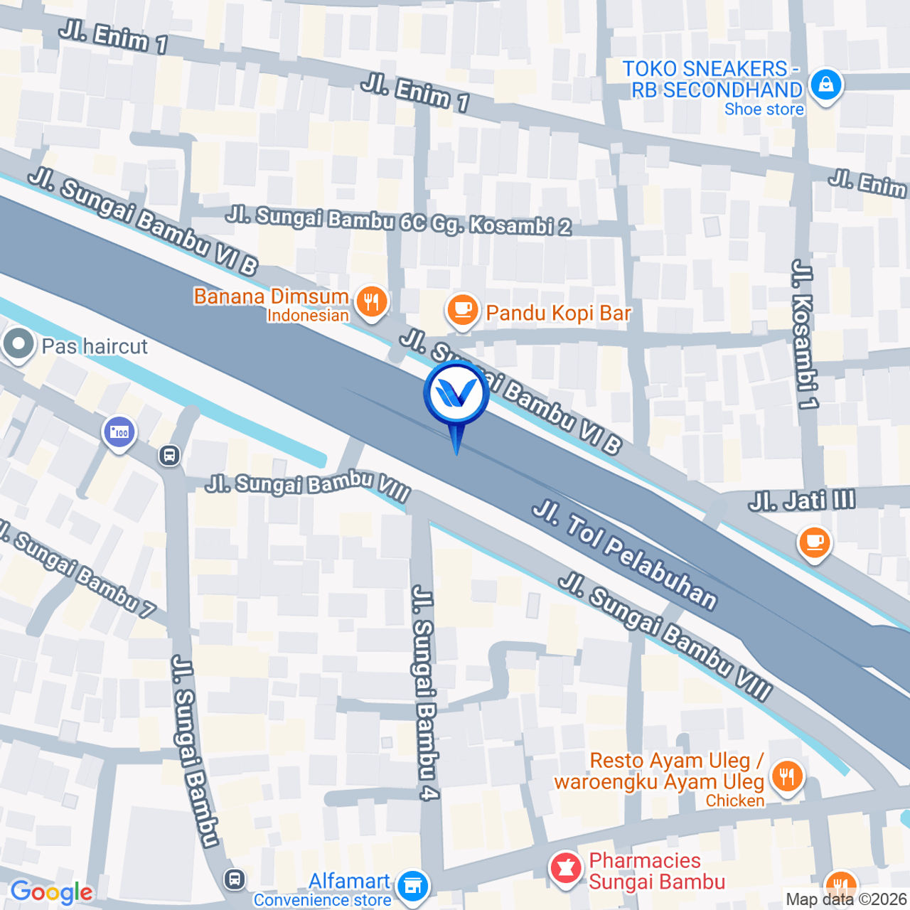 Peta Lokasi Tol Wiyoto Wiyono KM 14 + 200, Jakarta Utara