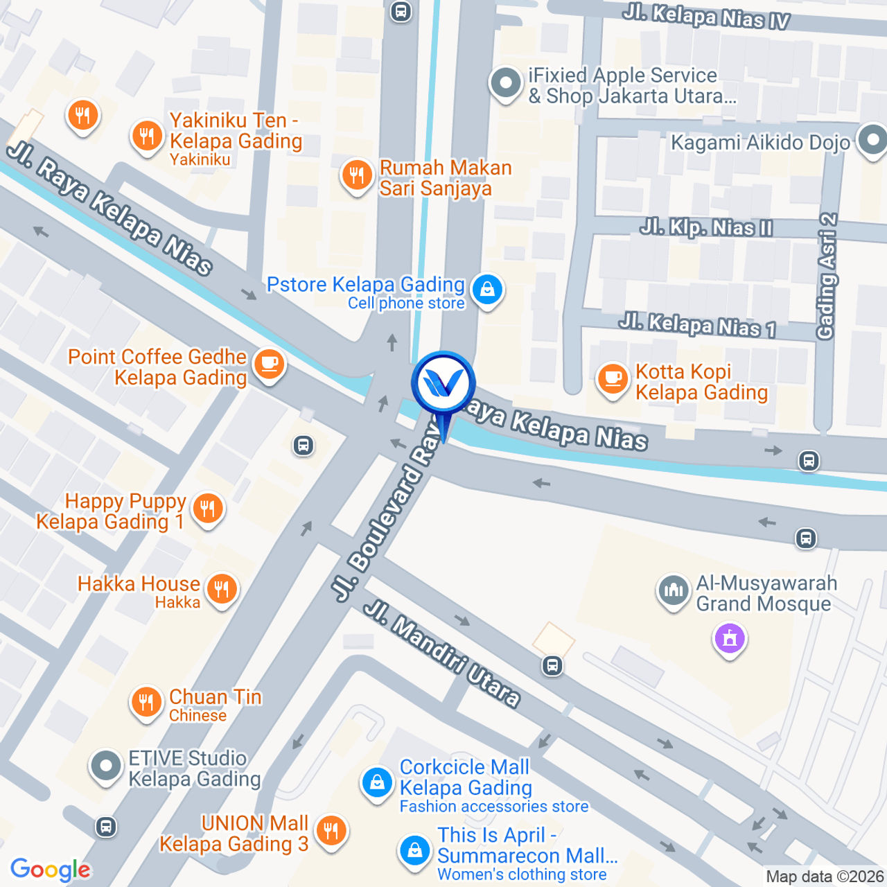 Peta Lokasi Jl. Boulevard Raya - Jl. Kelapa Nias (Dekat Mall Kelapa Gading), Jakarta Utara