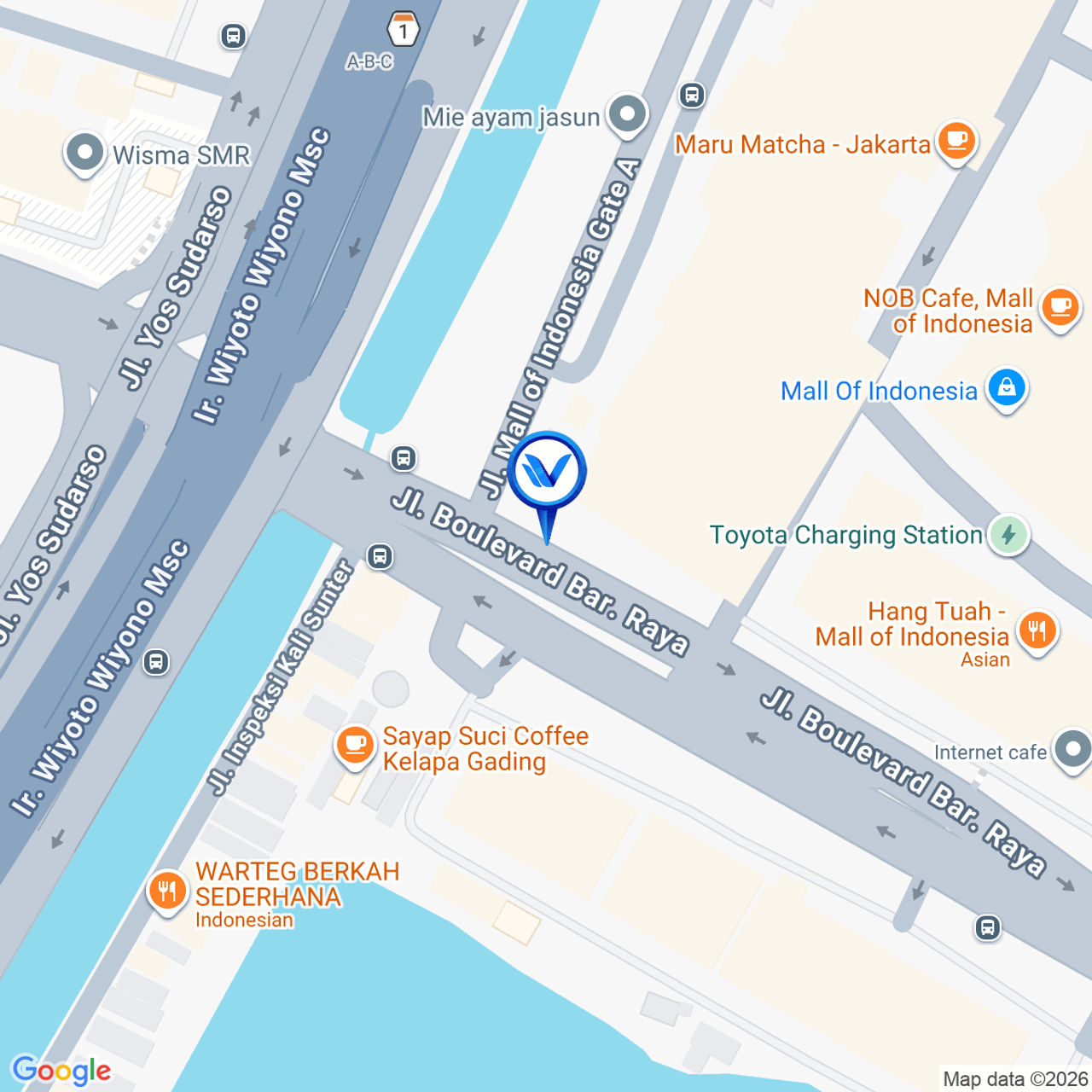Peta Lokasi Mall Of Indonesia (Kelapa gading), Jakarta Utara