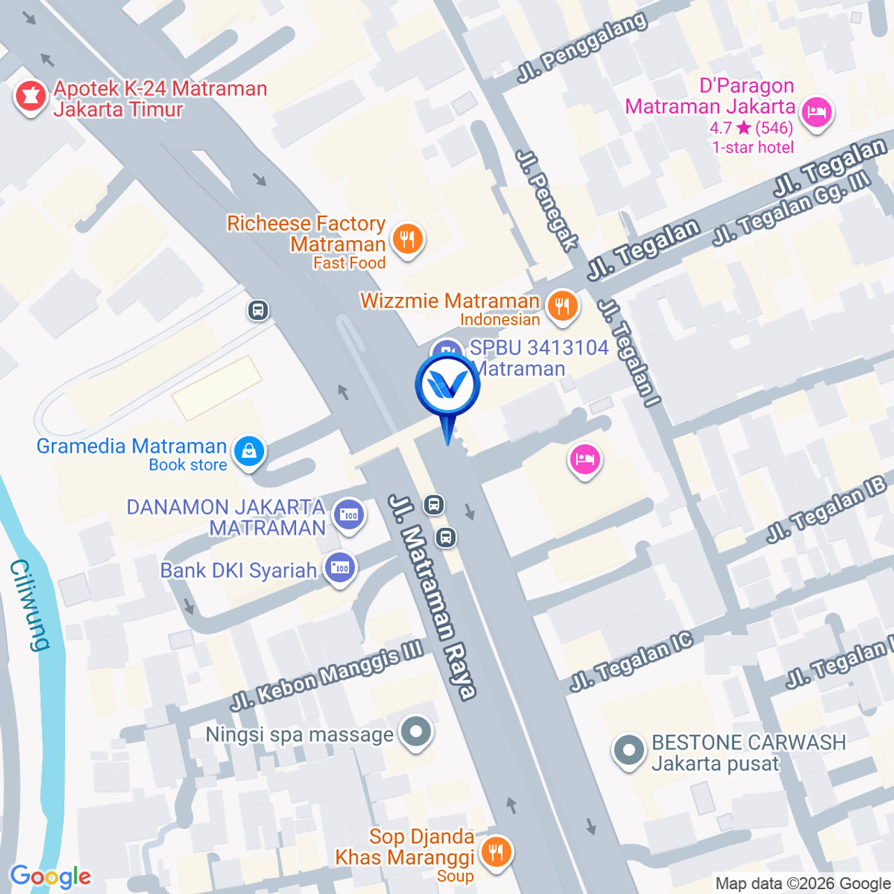 Peta Lokasi Jl. Matraman Raya (Depan Toko Buku Gramedia), Jakarta Timur
