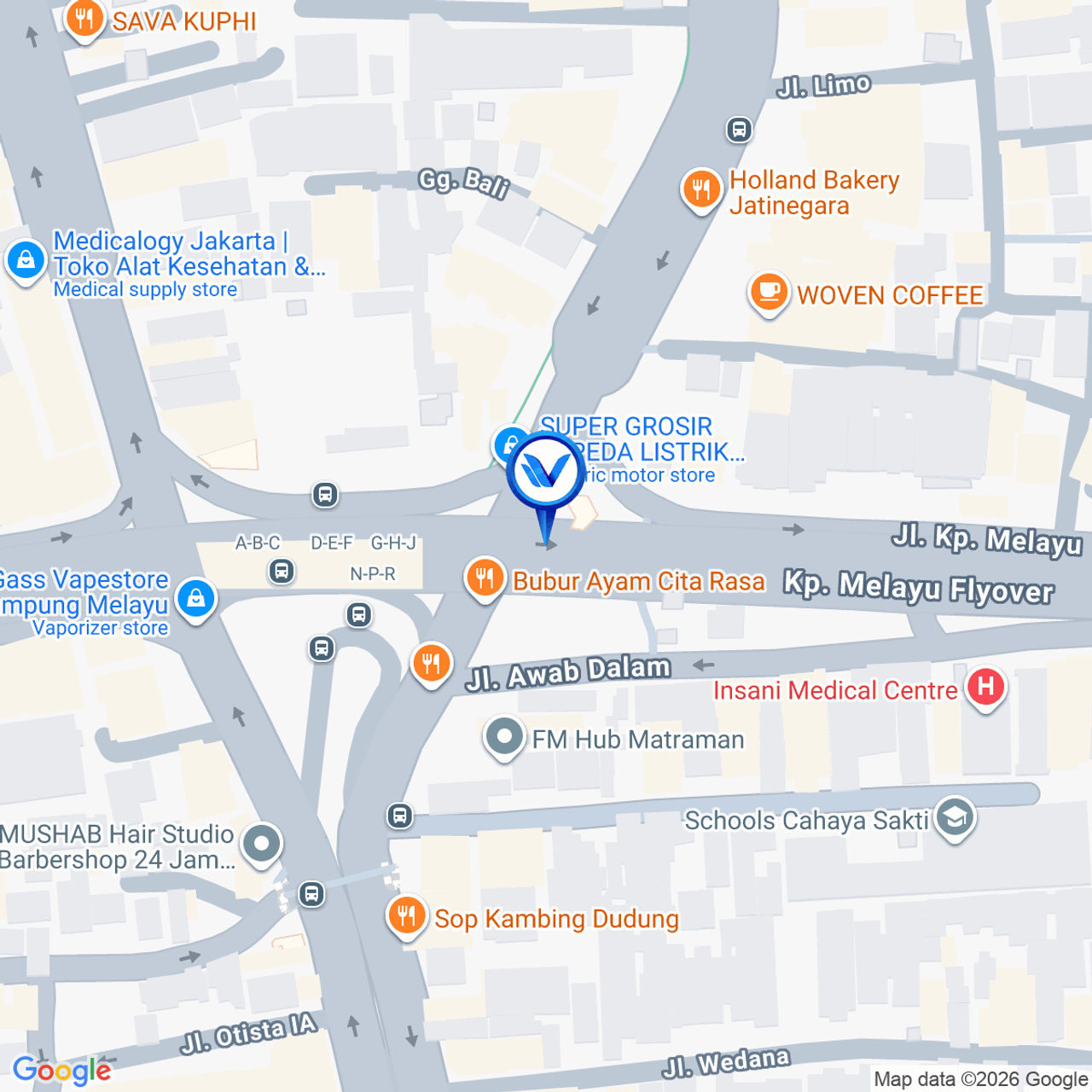 Peta Lokasi Jl. Jend. Basuki Rahmat (Flyover Kampung Melayu), Jakarta Timur