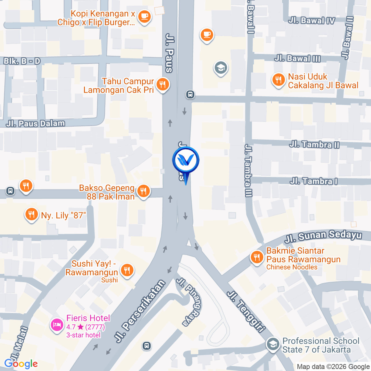 Peta Lokasi Jl. Paus - Rawamangun, Jakarta Timur