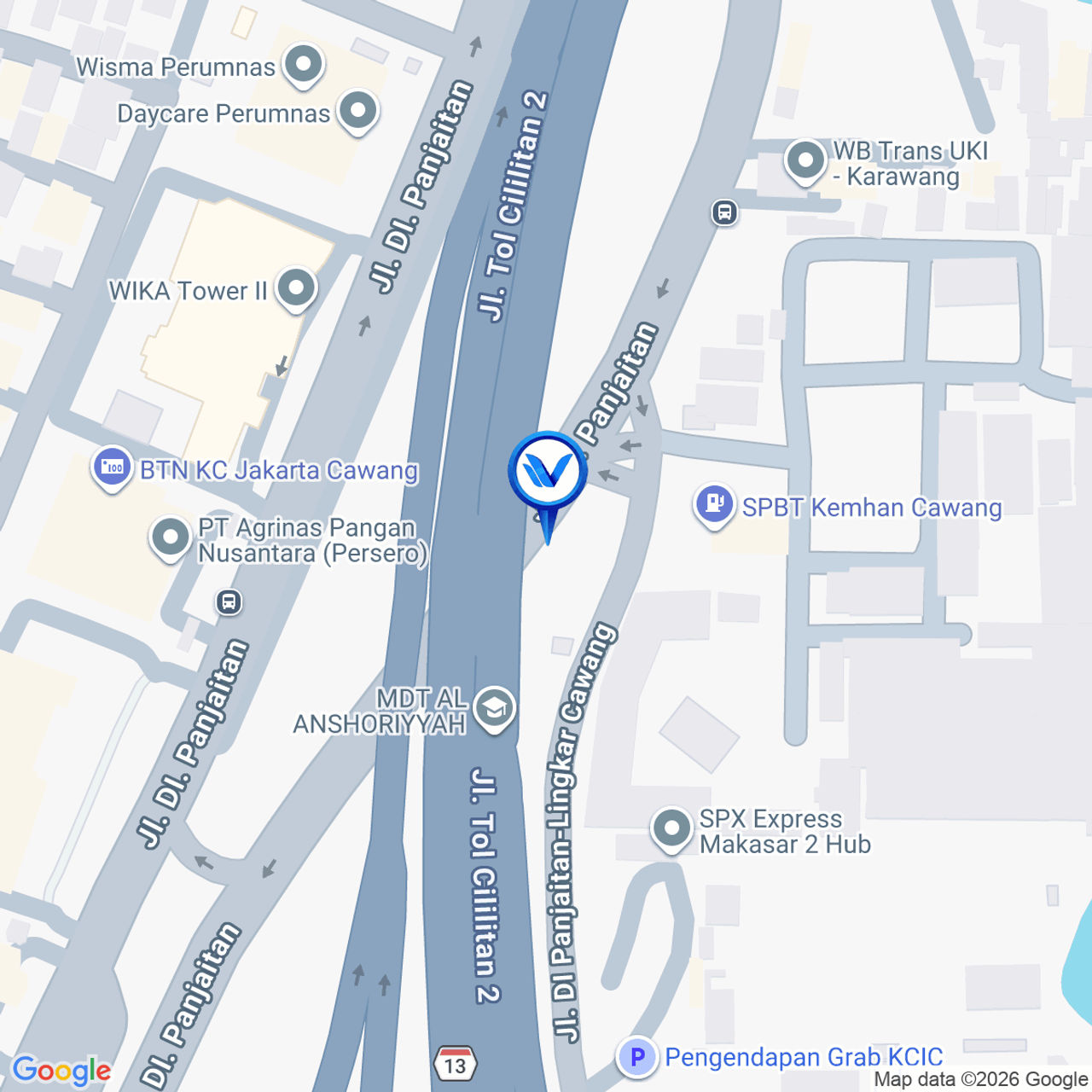 Peta Lokasi Jl. DI Panjaitan (Tol Wiyoto Wiyono Cawang), Jakarta Timur