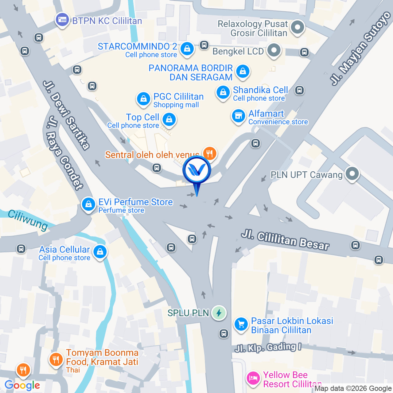 Peta Lokasi Jl. Mayjend Sutoyo (PGC), Jakarta Timur